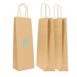 14x09x38 14x09x38 CM | BOLSA DE PAPEL SAFARI PARA BOTELLAS | IMPRESIÓN FLEXO A UN COLOR EN ÁREAS PREDETERMINADAS POR AMBAS CARAS