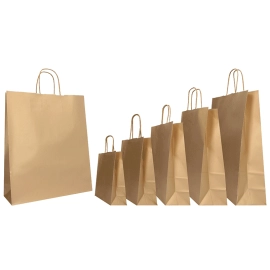 26x11x34,5 26x11x34,5 CM | BOLSA DE PAPEL SAFARI | IMPRESIÓN FLEXO A UN COLOR EN ÁREAS PREDEFINIDAS POR AMBAS CARAS